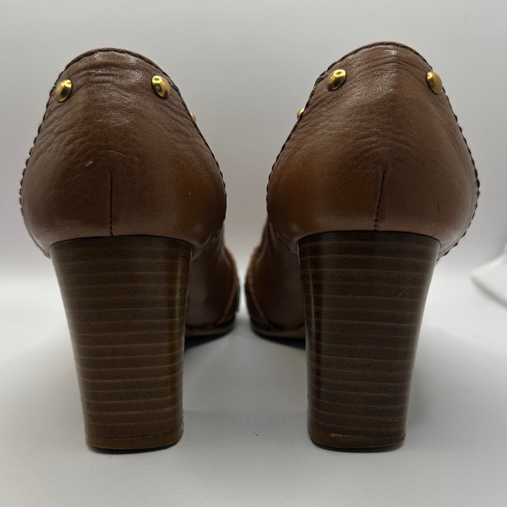 Chloe Brown Leather Loafer Heels, EU 38 US 7.5 - Picture 5 of 12